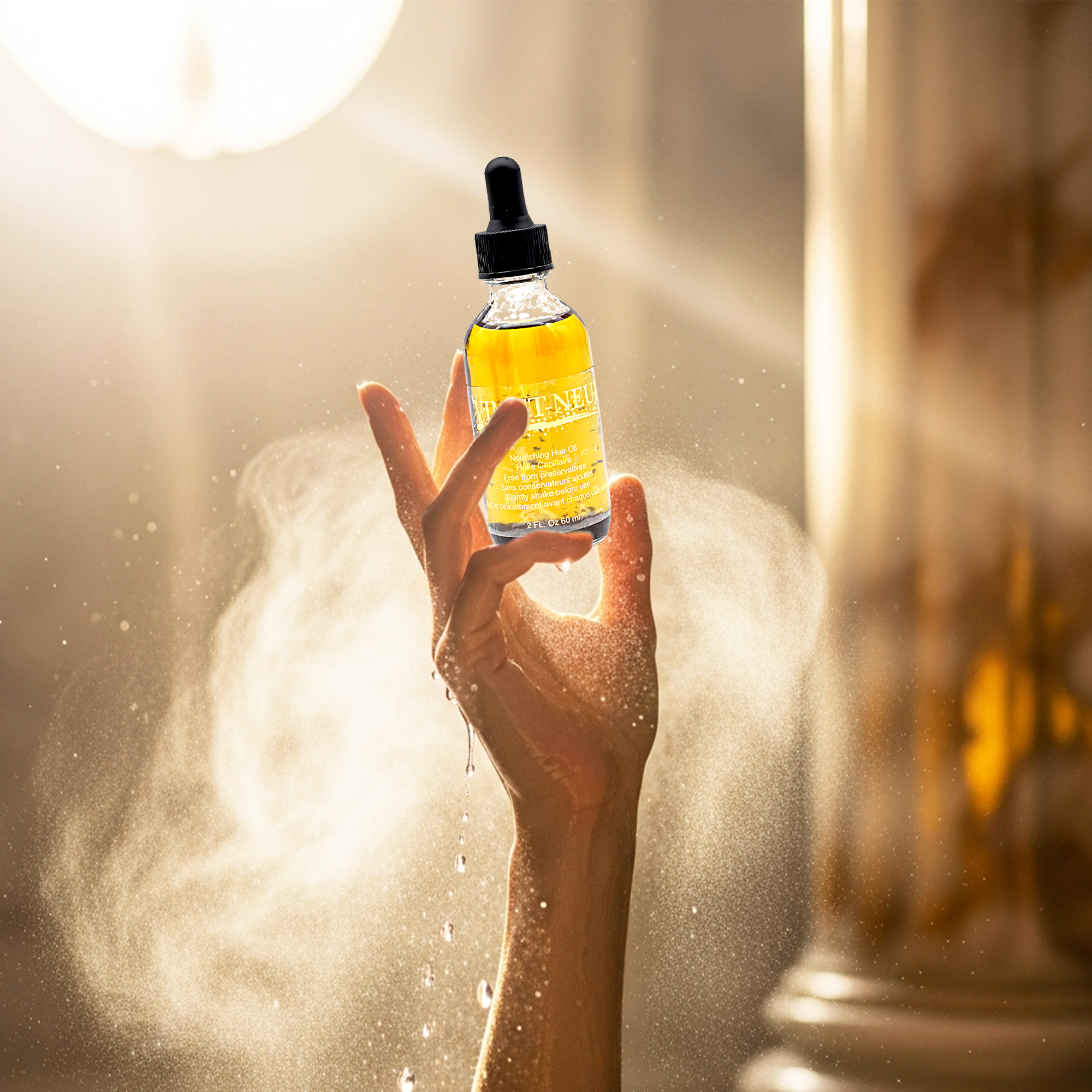 Vingt-Neuf Precious 7-Oil Elixir lightweight hair oil applied for shine and smoothness