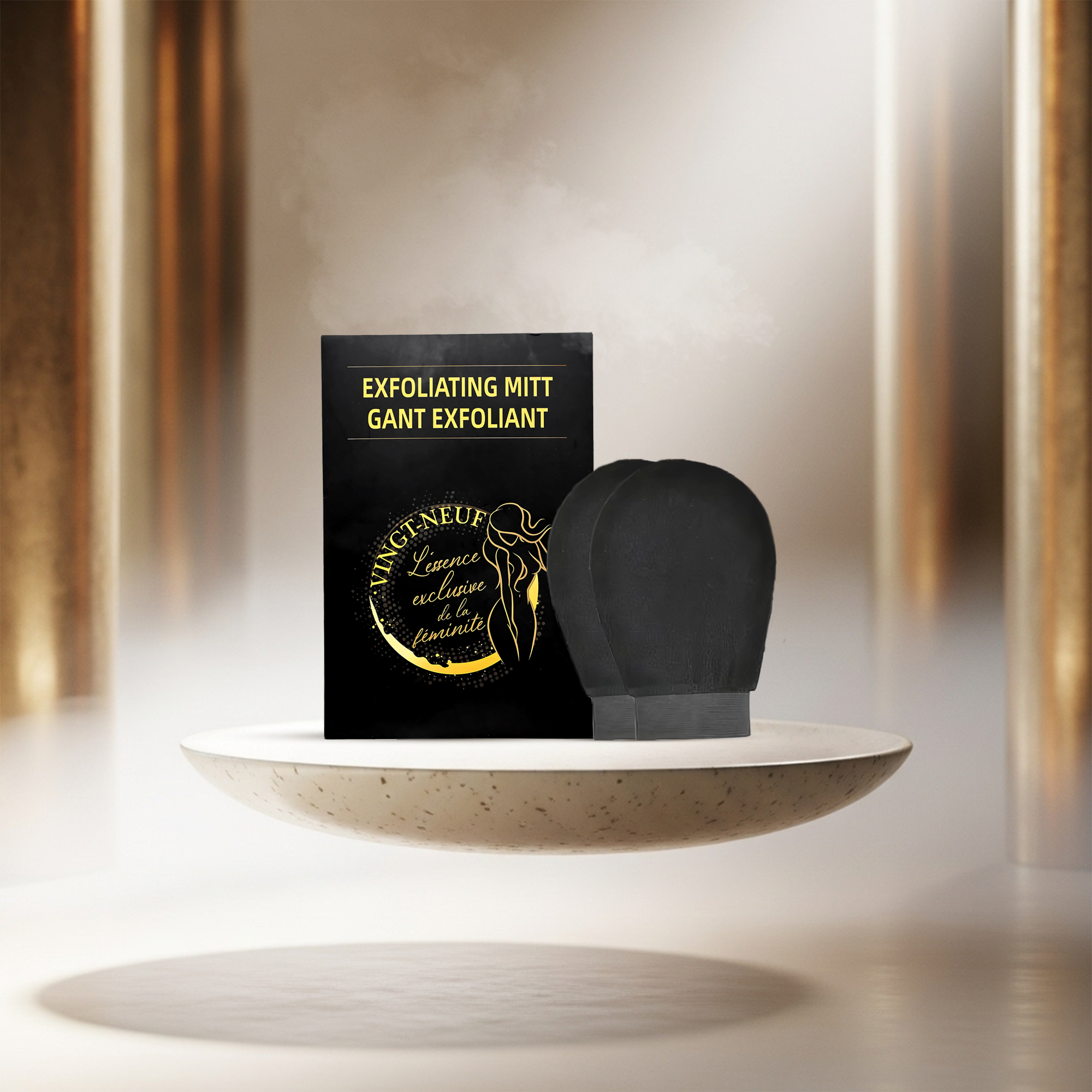 Vingt-Neuf Luxury Exfoliating Mitt packaging showing professional body exfoliation glove
