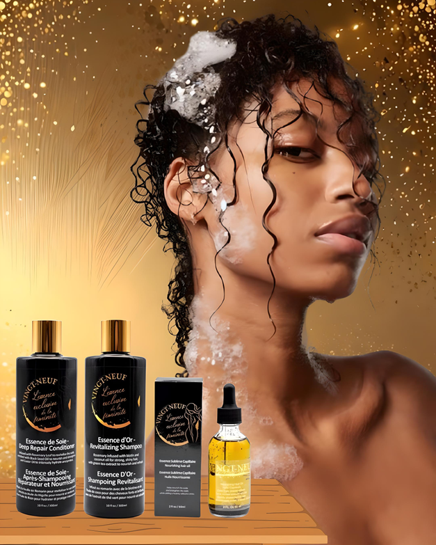 Coffret Vingt-Neuf | Soins capillaires : shampoing, après-shampoing et huile capillaire